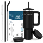 Load image into Gallery viewer, 1200 ML Stainless Steel Tumbler Hot and Cold with Handle and 2 Lid and 2 Straw with Silicone Sleeve, Double Insulated Cup 100% Leak Proof Mug Cupholder for Gym, Travelling
