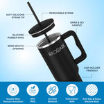 Load image into Gallery viewer, 1200 ML Stainless Steel Tumbler Hot and Cold with Handle and 2 Lid and 2 Straw with Silicone Sleeve, Double Insulated Cup 100% Leak Proof Mug Cupholder for Gym, Travelling
