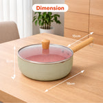 Load image into Gallery viewer, Rioware 20cm (3.1L) Granite Coating Sauce Pan | Nonstick Pan with Glass Lid &amp; Wooden Handle – Compact &amp; Durable | Cooking Pan for Soup, Noodles, Tea, Pasta &amp; Steamed Vegetables (White)
