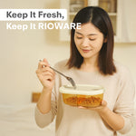 Load image into Gallery viewer, Rioware Slim High Microwave Safe Office Two Compartment Lunch Box Set | Borosilicate Glass | Safety Lock Airtight Tiffin Containers 750ml | Transparent,
