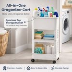 Load image into Gallery viewer, Rioware 3 Tier Slim Storage Trolley with Wheels &amp; Top Lid | Plastic Rolling Organizer Cart for Home, Office, Bedroom, Kitchen, Bathroom, Laundry | Space Saver Plastic Rack
