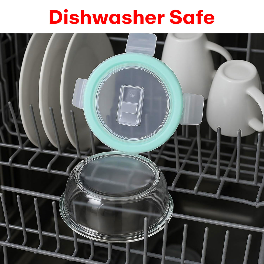 Rioware Borosilicate Glass Containers with Lids, 3 pcs Set, 400ml, 650 ml &1000ml, Kitchen, Microwave, Oven & Freezer Safe, Baking Dish, Rectangle, Baking Tray, Scratch Resistant, round