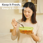 Load image into Gallery viewer, Rioware Slim High Microwave Safe Office Two Compartment Lunch Box Set | Borosilicate Glass | Safety Lock Airtight Tiffin Containers 750ml | Transparent,
