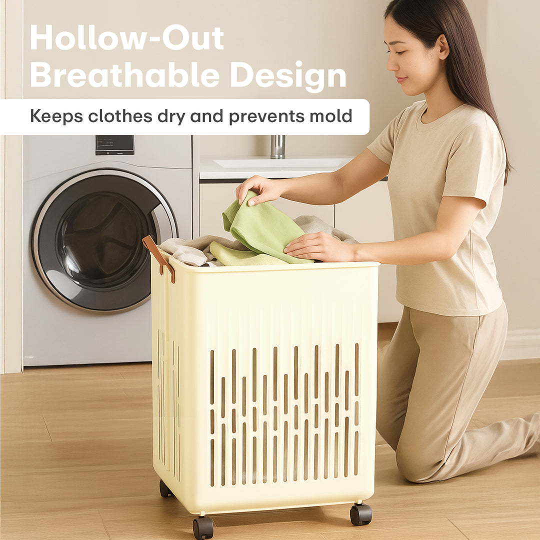 Rioware, Laundry Magic Mover Mini | Foldable Laundry Basket with Wheels & Handles | Breathable Storage Organizer for Clothes, Toys & Daily Essentials
