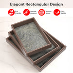 Load image into Gallery viewer, Serving Wooden Trays  Gray Marble Set of 3

