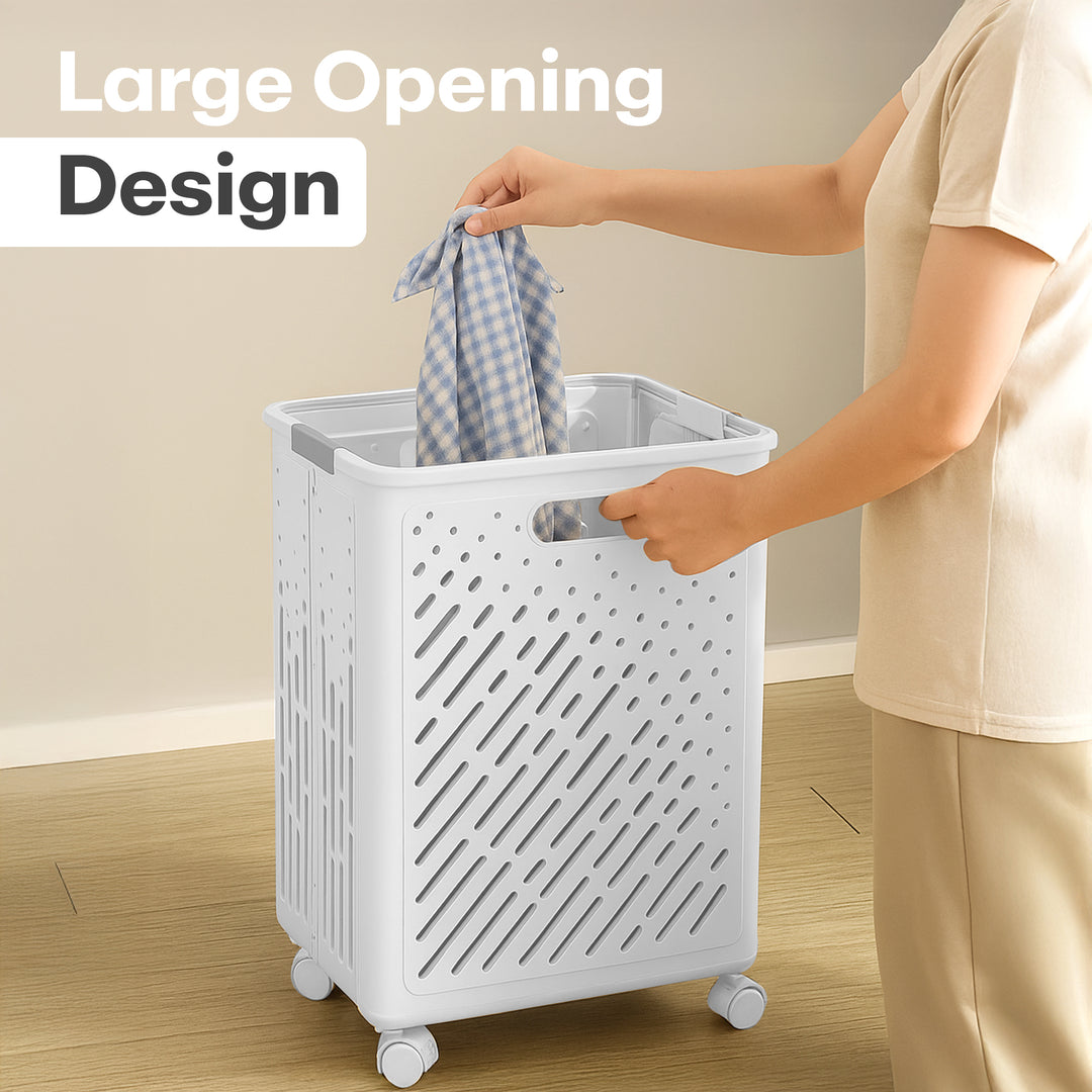 Rioware, Laundry Magic Mover Mini | Foldable Laundry Basket with Wheels & Handles | Breathable Storage Organizer for Clothes, Toys & Daily Essentials |