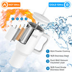 Load image into Gallery viewer, 1200 ML Stainless Steel Tumbler Hot and Cold with Handle and 2 Lid and 2 Straw with Silicone Sleeve, Double Insulated Cup 100% Leak Proof Mug Cupholder for Gym, Travelling
