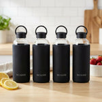 Load image into Gallery viewer, Aquashot Borosilicate Glass Water Bottle With Silicon Sleeve 750ml Black