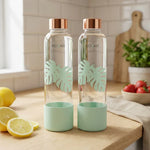 Load image into Gallery viewer, Purifa Borosilicate Glass Water Bottle With Silicon Sleeve 750ml Green