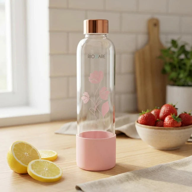 Purifa Borosilicate Glass Water Bottle With Silicon Sleeve 750ml Green