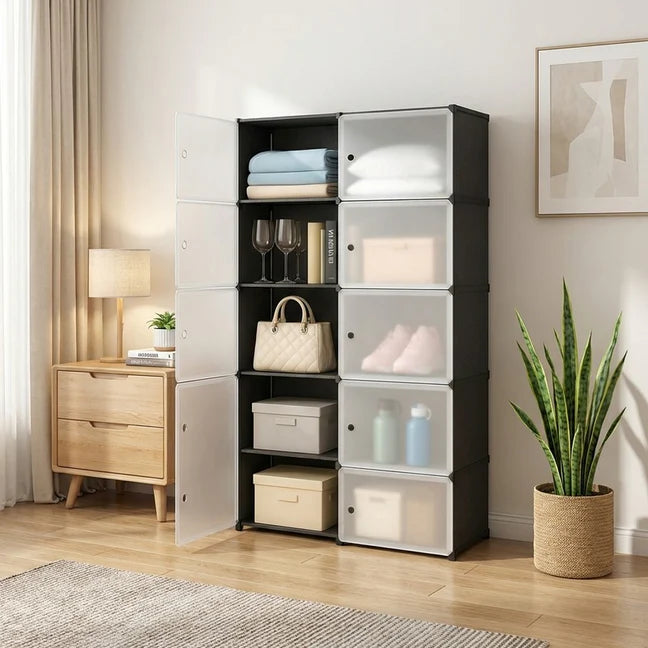 Wardrobe Organizer 8 Shelves Transparent