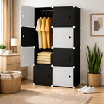 Load image into Gallery viewer, Wardrobe Organizer 6 Shelves -Black and White