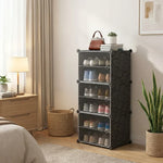 Load image into Gallery viewer, Shoe Rack Organizer 12 Pair 6 Shelves Black