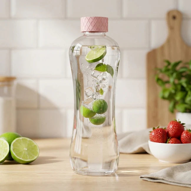 Glass Water Bottle 1 Litre Blue