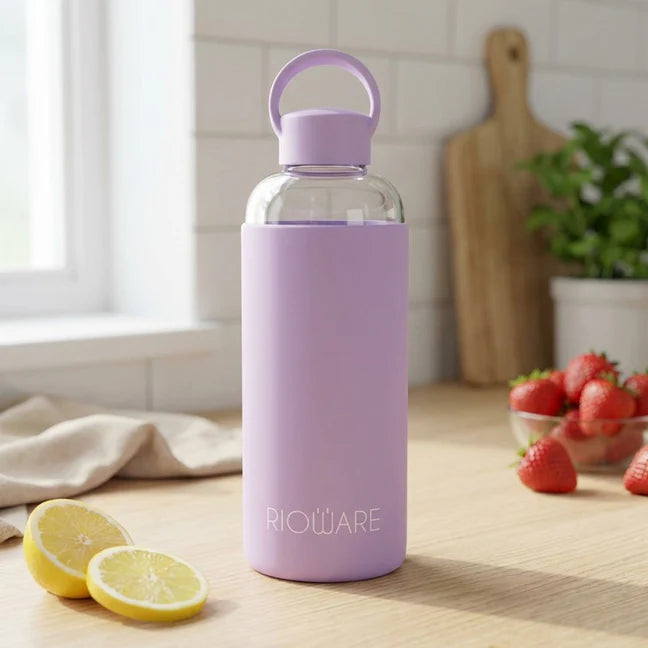 Aquashot Borosilicate Glass Water Bottle With Silicon Sleeve 750ml Black