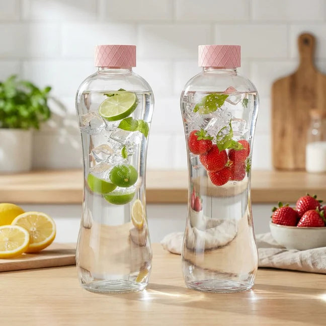 Glass Water Bottle 1 Litre Blue