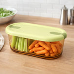 Load image into Gallery viewer, Slim High Borosilicate Glass Microwave Safe Two Compartment Lunch Box Set 750ml