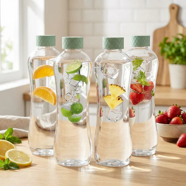 Glass Water Bottle 1 Litre Blue