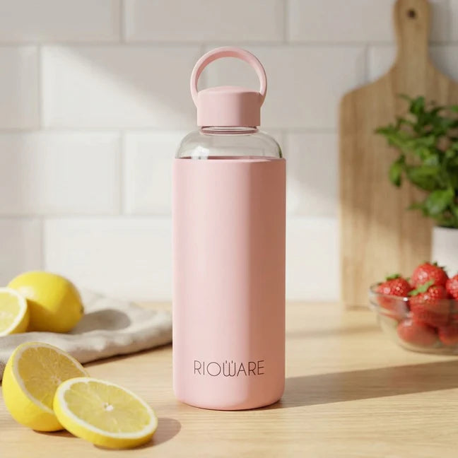 Aquashot Borosilicate Glass Water Bottle With Silicon Sleeve 750ml Black