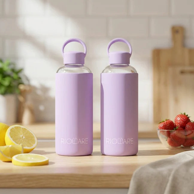 Aquashot Borosilicate Glass Water Bottle With Silicon Sleeve 750ml Black