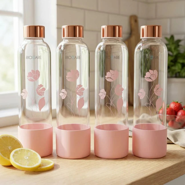 Purifa Borosilicate Glass Water Bottle With Silicon Sleeve 750ml Green