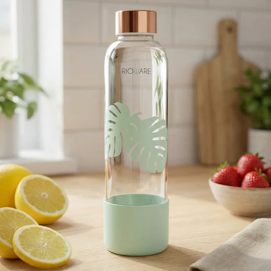 Purifa Borosilicate Glass Water Bottle With Silicon Sleeve 750ml Green