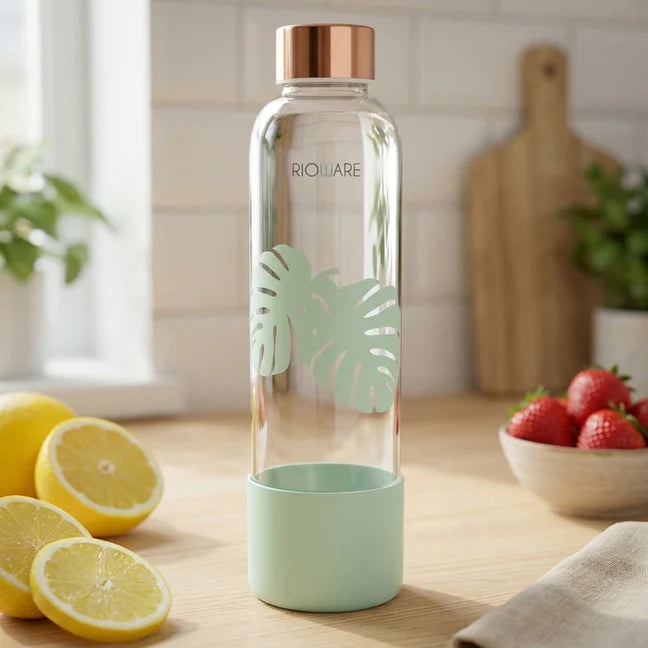 Purifa Borosilicate Glass Water Bottle With Silicon Sleeve 750ml Green