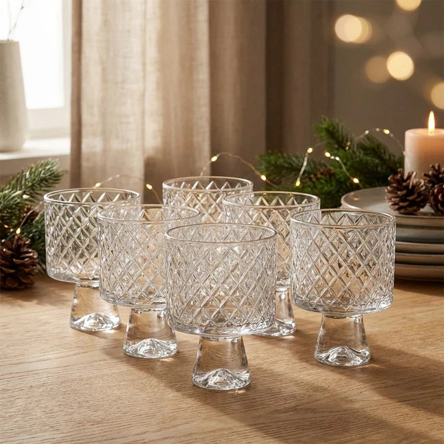 Vision Transparent Large Glass Set Of 6 230ml With Stripes Design