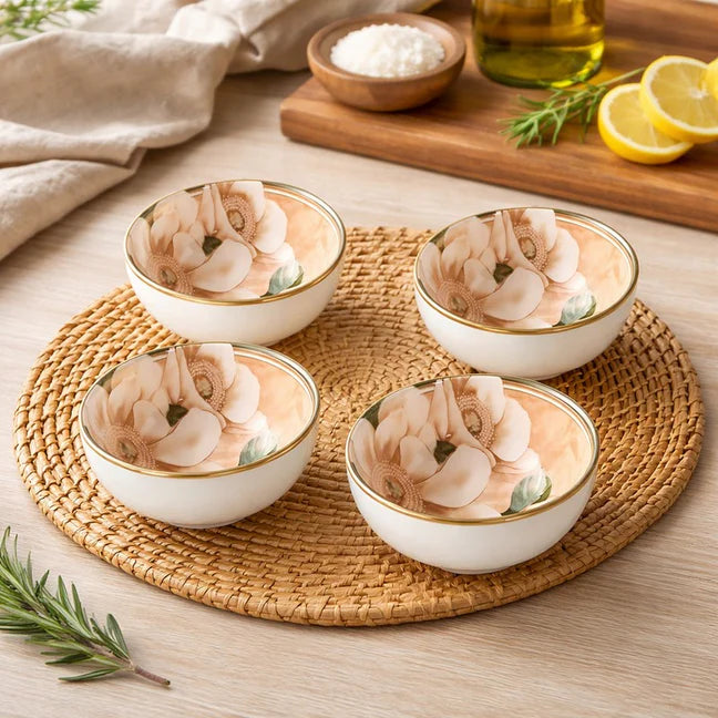 Ceramic Bowl Set Of 4 Dishwasher & Microwave Safe Bowl 250 ml