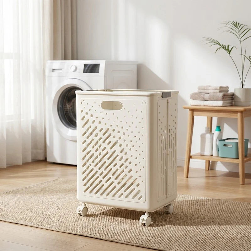 Laundry Magic Mover Foldable Laundry Basket With Wheels & Handles Extra Large