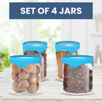 Load image into Gallery viewer, Borosilicate Round Glass Jar Set for Kitchen Storage  - Air-Tight Square Lids with Silicon Sealing - Kitchen Container Set and Storage Box
