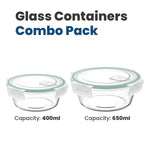 Load image into Gallery viewer, Rioware® Glass Airtight Container Set For Food Storage | Leak Proof | Lunch Box for Office, Fridge &amp; School (400ml +650ml - Set of 02) - Transparent
