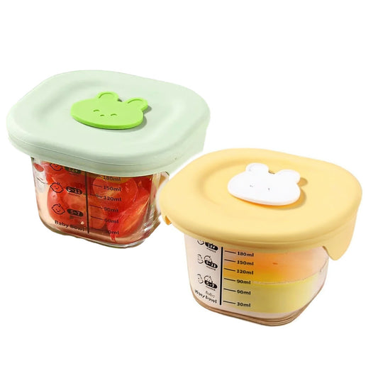 Baby Food Glass Bowls with Lid (Set of 2)