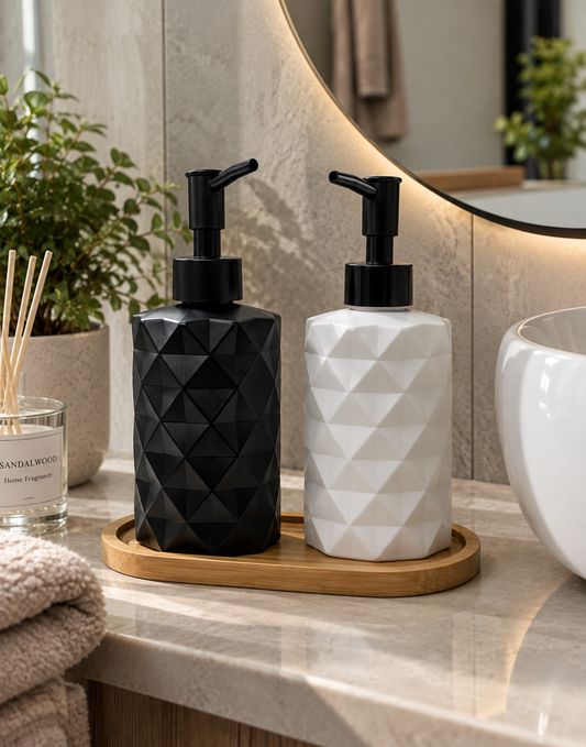 Modern Faceted Soap Dispenser Duo