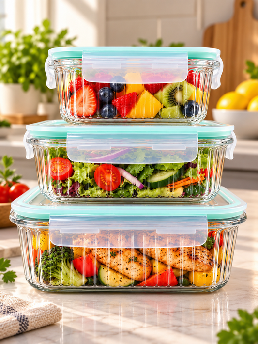 Ribbed Glass Storage Containers