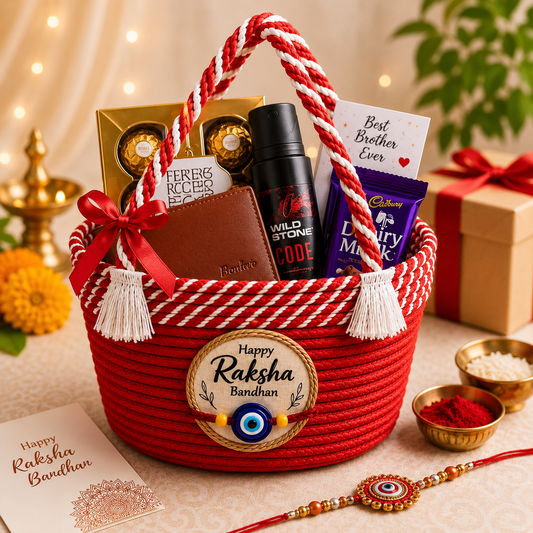 Handcrafted Cotton Rope Rakhi Gift Basket