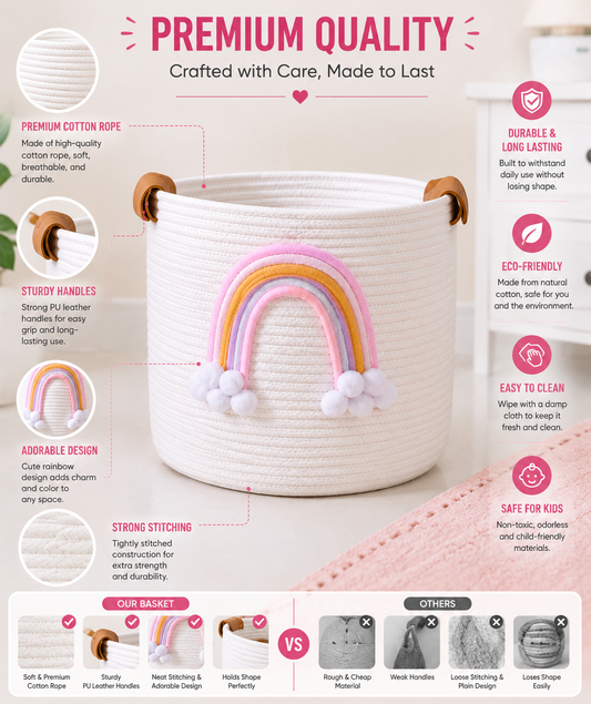 Pastel Rainbow Cotton Rope Basket