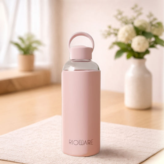 Aquashot Borosilicate Glass Water Bottle With Silicon Sleeve 750ml Black