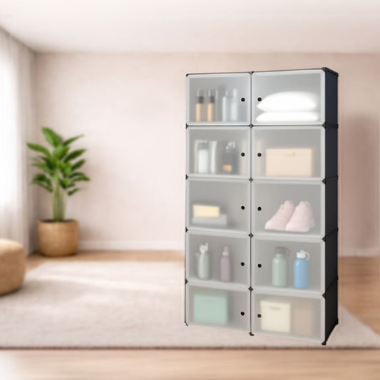 Wardrobe Organizer 8 Shelves Transparent