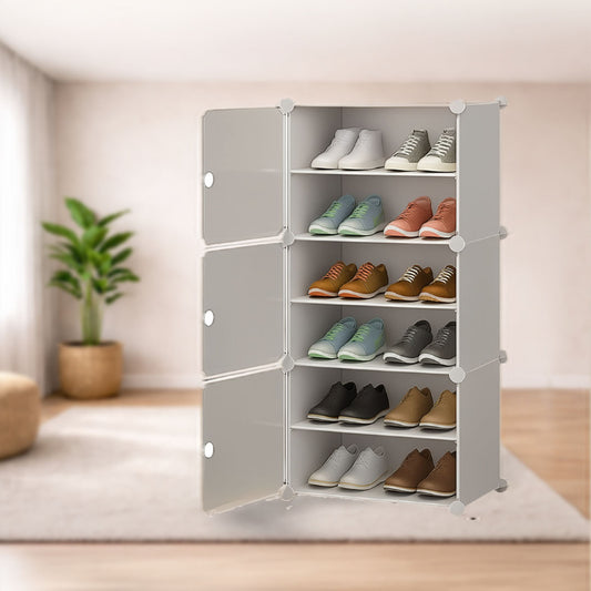 Shoe Rack Organizer 12 Pair 6 Shelves Black