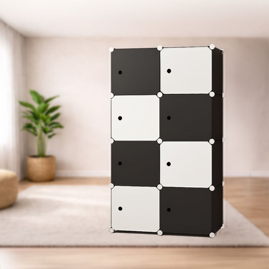 Wardrobe Organizer 6 Shelves -Black and White