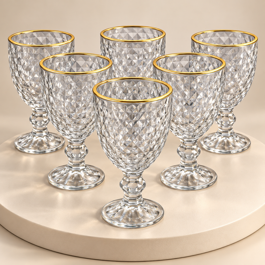 Diamond-Cut Gold Rim Shot Glasses