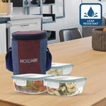 Load image into Gallery viewer, Premium Glass Lunch Box Square Set - Set of 3 (320ml each) - Microwavable, Transparent - Includes Lunch Bag - BPA-Free Food Containers
