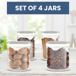 Load image into Gallery viewer, Borosilicate Square Glass Jar Set for Kitchen Storage  Air-Tight Square Lids with Silicon Sealing - Kitchen Container Set and Storage Box

