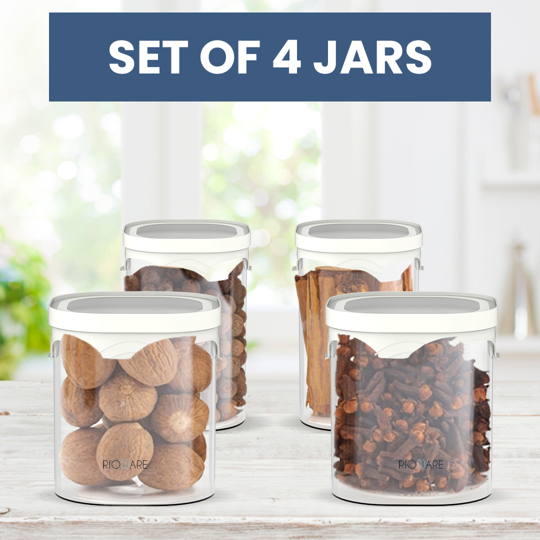 Borosilicate Square Glass Jar Set for Kitchen Storage  Air-Tight Square Lids with Silicon Sealing - Kitchen Container Set and Storage Box