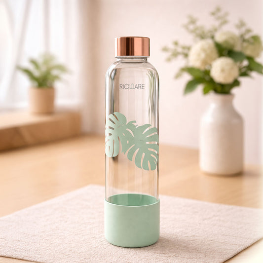 Purifa Borosilicate Glass Water Bottle With Silicon Sleeve 750ml Green