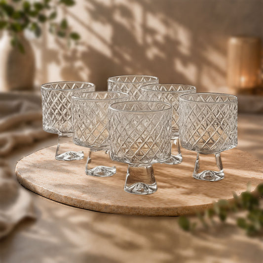 Striped Transparent Large Glass Set of 6