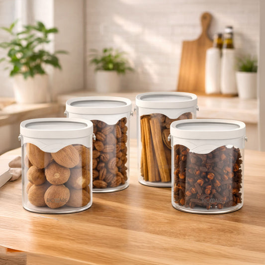 Borosilicate Square Glass Jar Set For Kitchen Storage Set Of 4 (450ml*2+1000 ml*2)