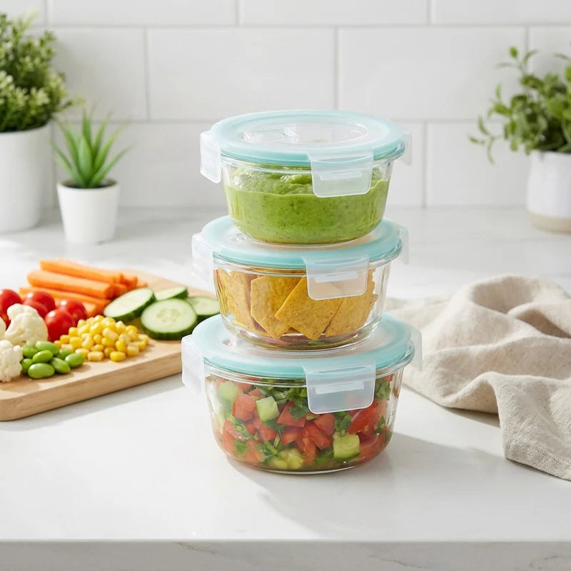 Borosilicate Glass Food Containers Set of 3 400ml, 650 ml & 1000ml